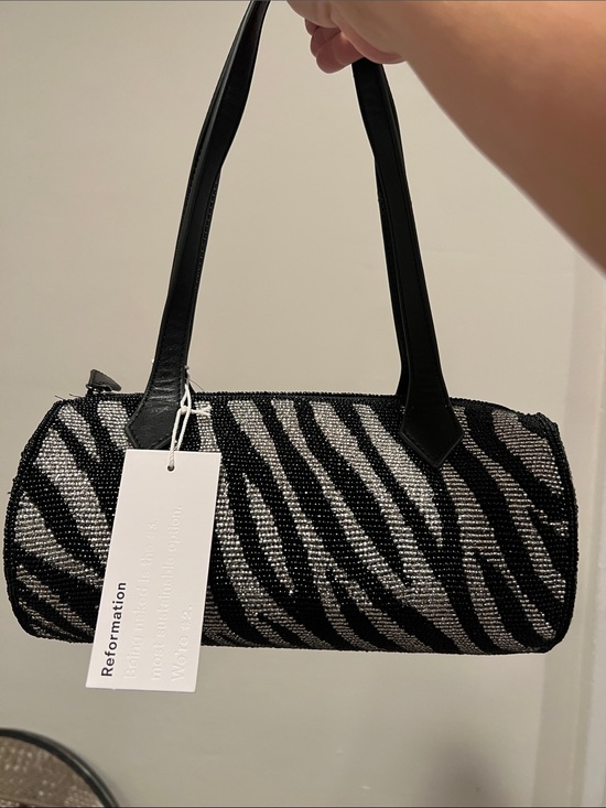 Reformation Handbags - Reformation Zebra Beaded Aurora Shoulder Bag